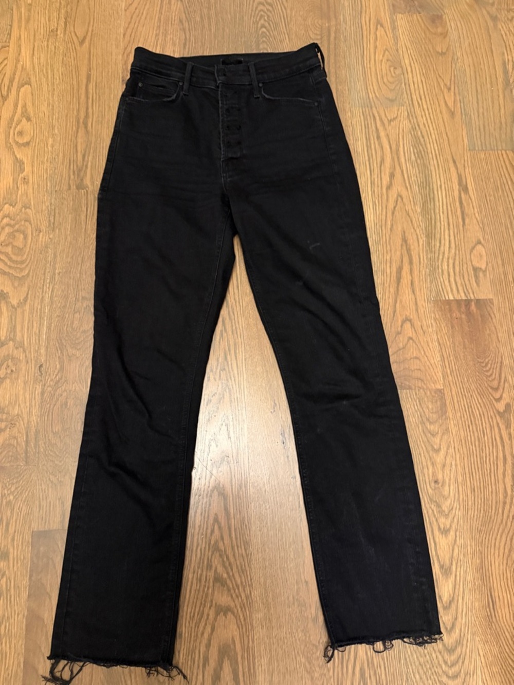 MOTHER Black High-Rise Button-Fly Jeans
